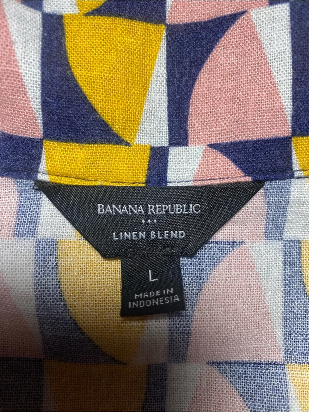 Banana Republic Linen Blend Geometric Print Set ~ Size Large